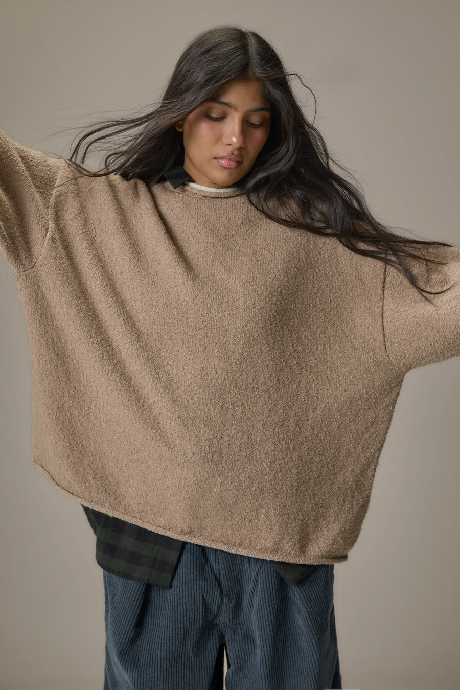 Parker Layered Knit Jumper in Beige