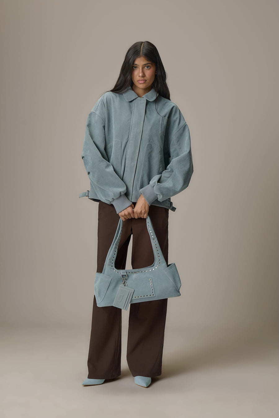 Martha Faux Suede Jacket in Blue