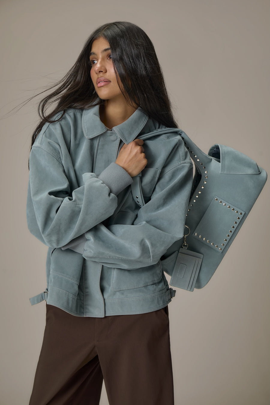 Martha Faux Suede Jacket in Blue
