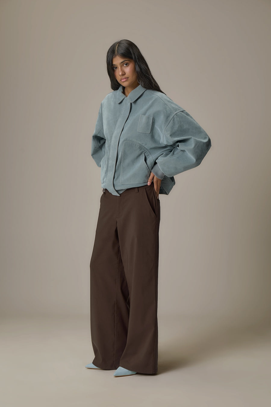 Martha Faux Suede Jacket in Blue