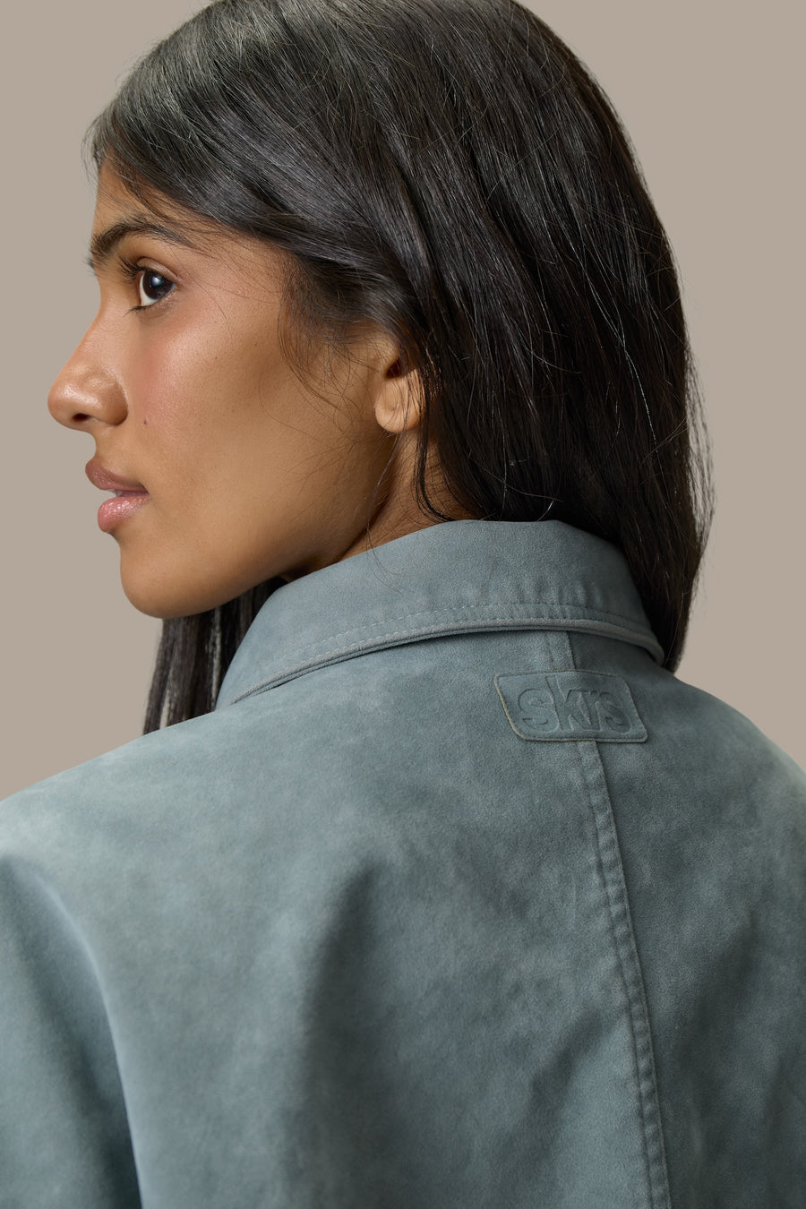 Martha Faux Suede Jacket in Blue