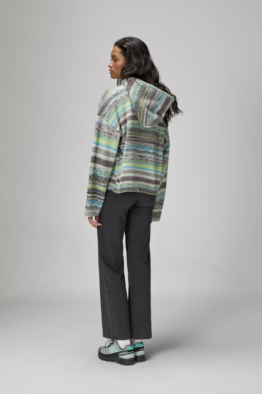 Emmett Knit Zip Up Hoodie in Lime