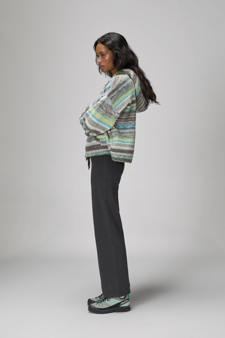 Emmett Knit Zip Up Hoodie in Lime