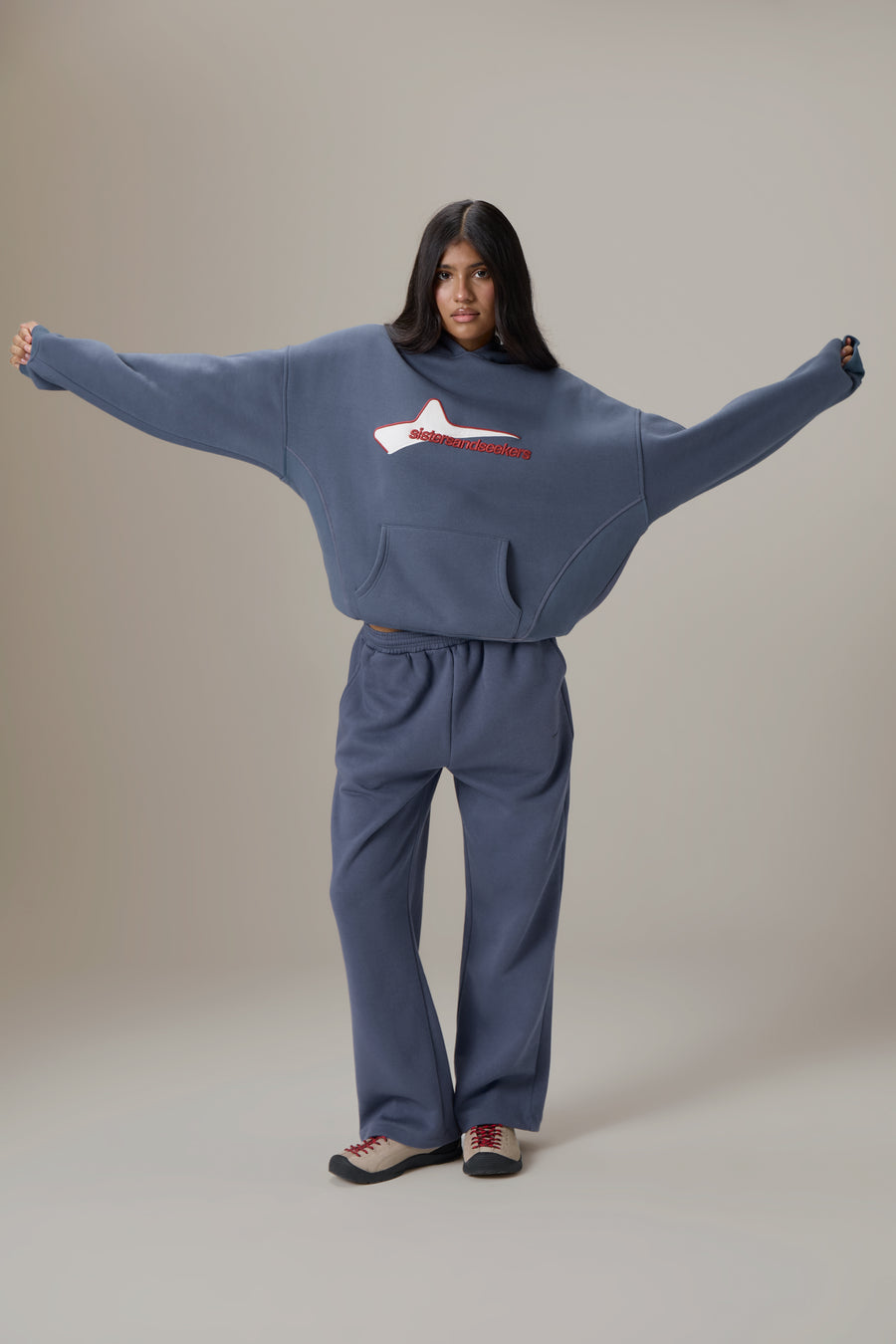 Seekers Classic Wide Leg Sweatpants in Vintage Blue