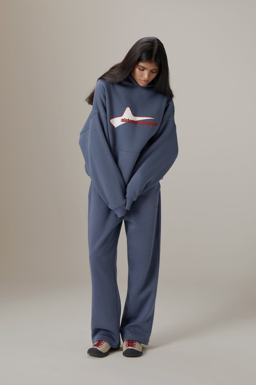 Seekers Classic Wide Leg Sweatpants in Vintage Blue