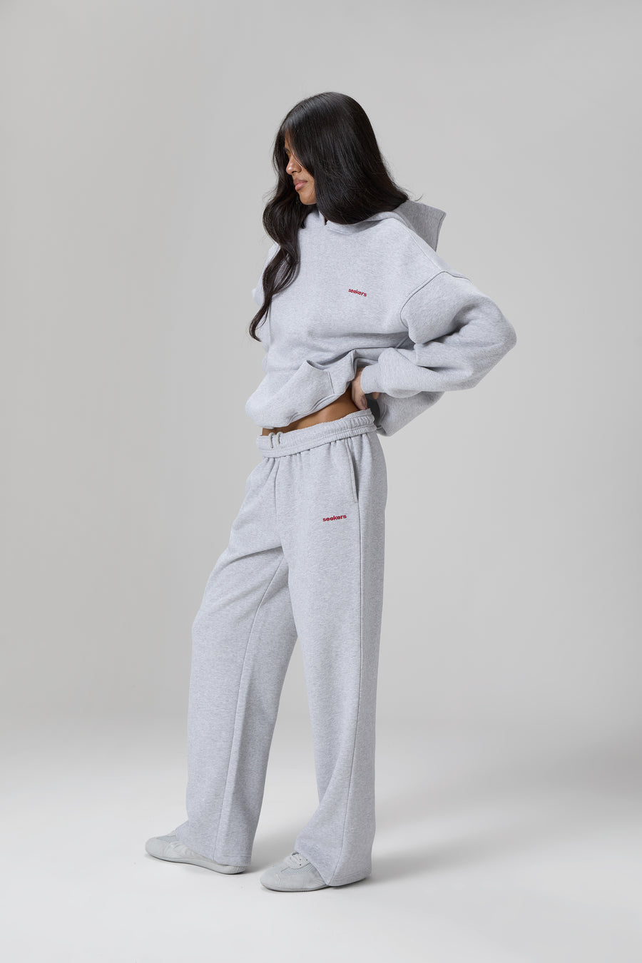 Seekers Classic Wide Leg Sweatpants in Grey Melange