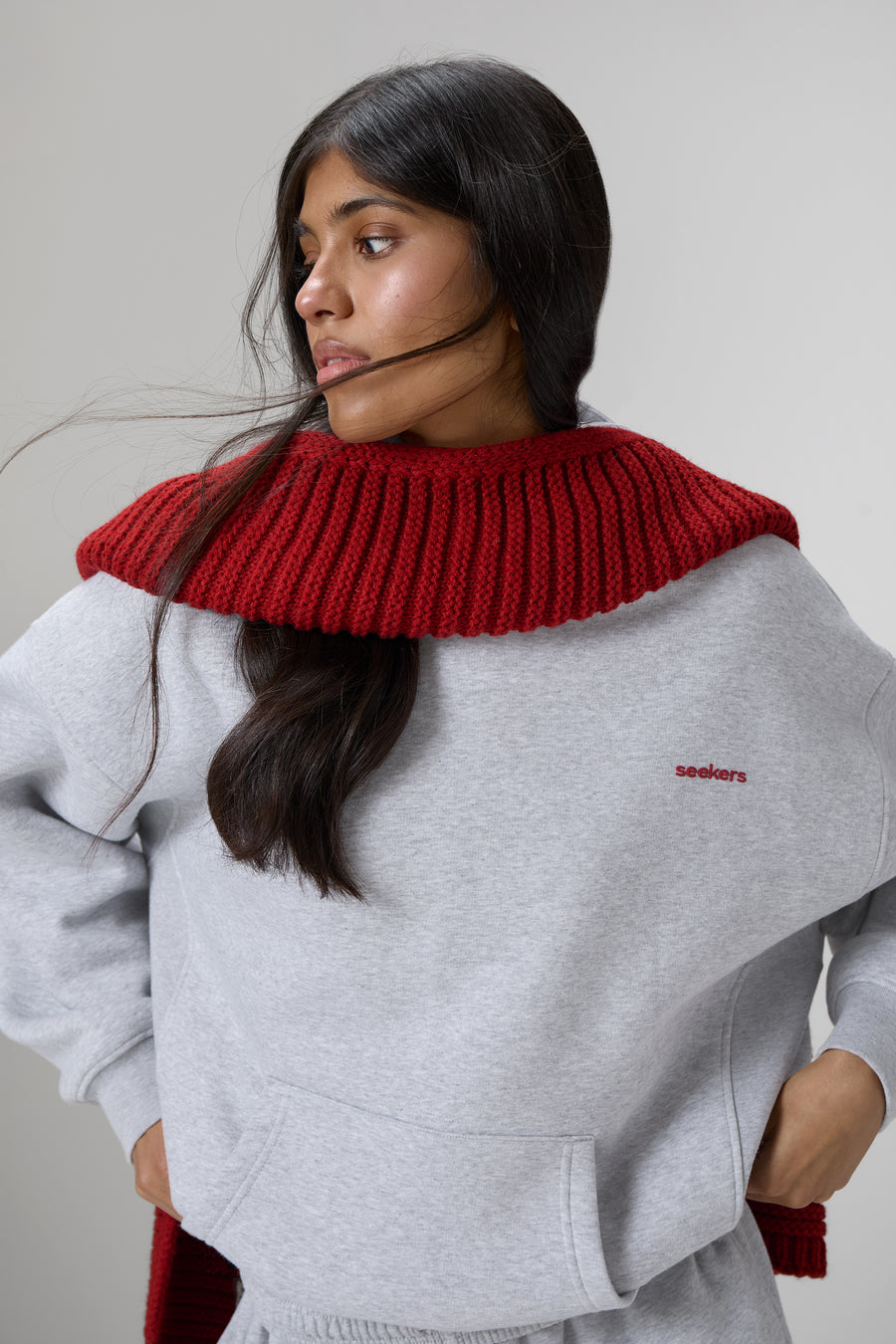 Seekers Brand Hoodie in Grey Melange