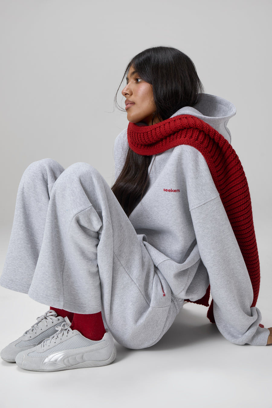 Seekers Brand Hoodie in Grey Melange