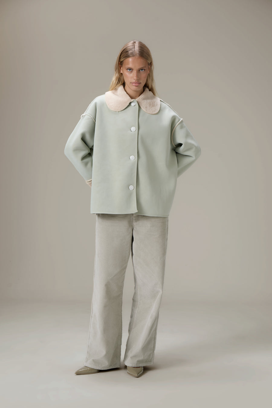 Tully Reversible Coat in Mint Foam