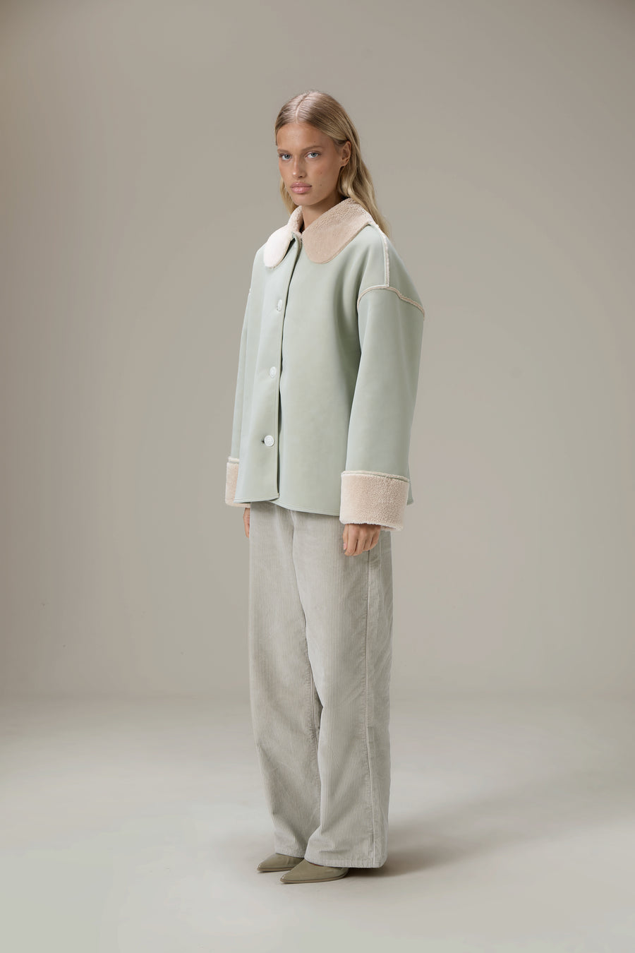 Tully Reversible Coat in Mint Foam