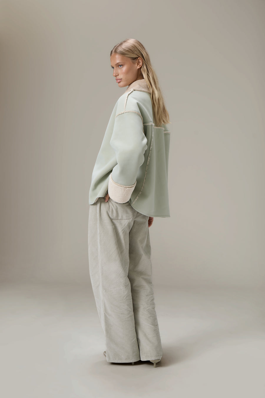 Tully Reversible Coat in Mint Foam