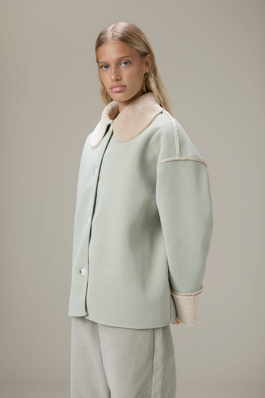 Tully Reversible Coat in Mint Foam