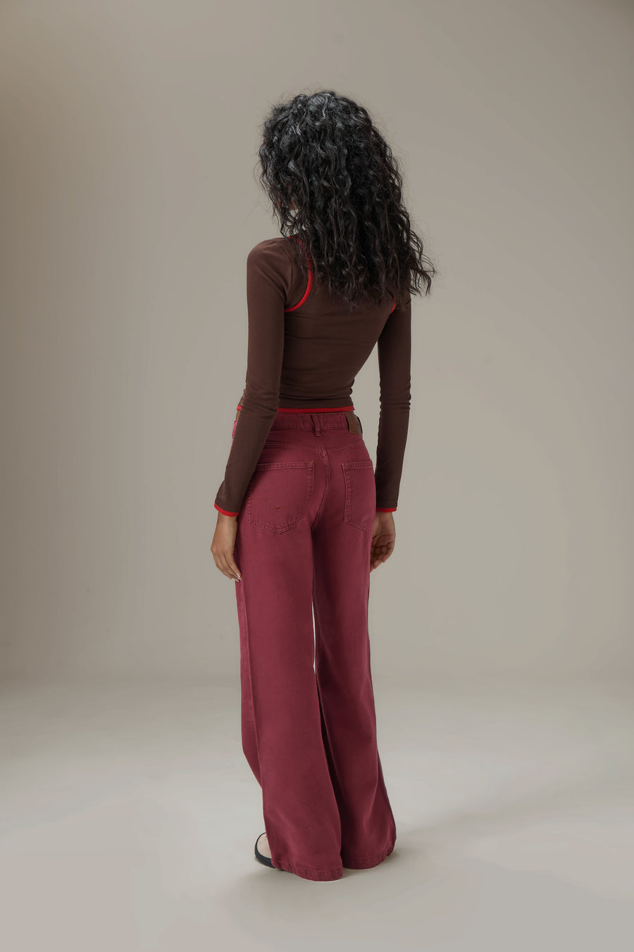 Huggie Layered Long Sleeve Top in Brown