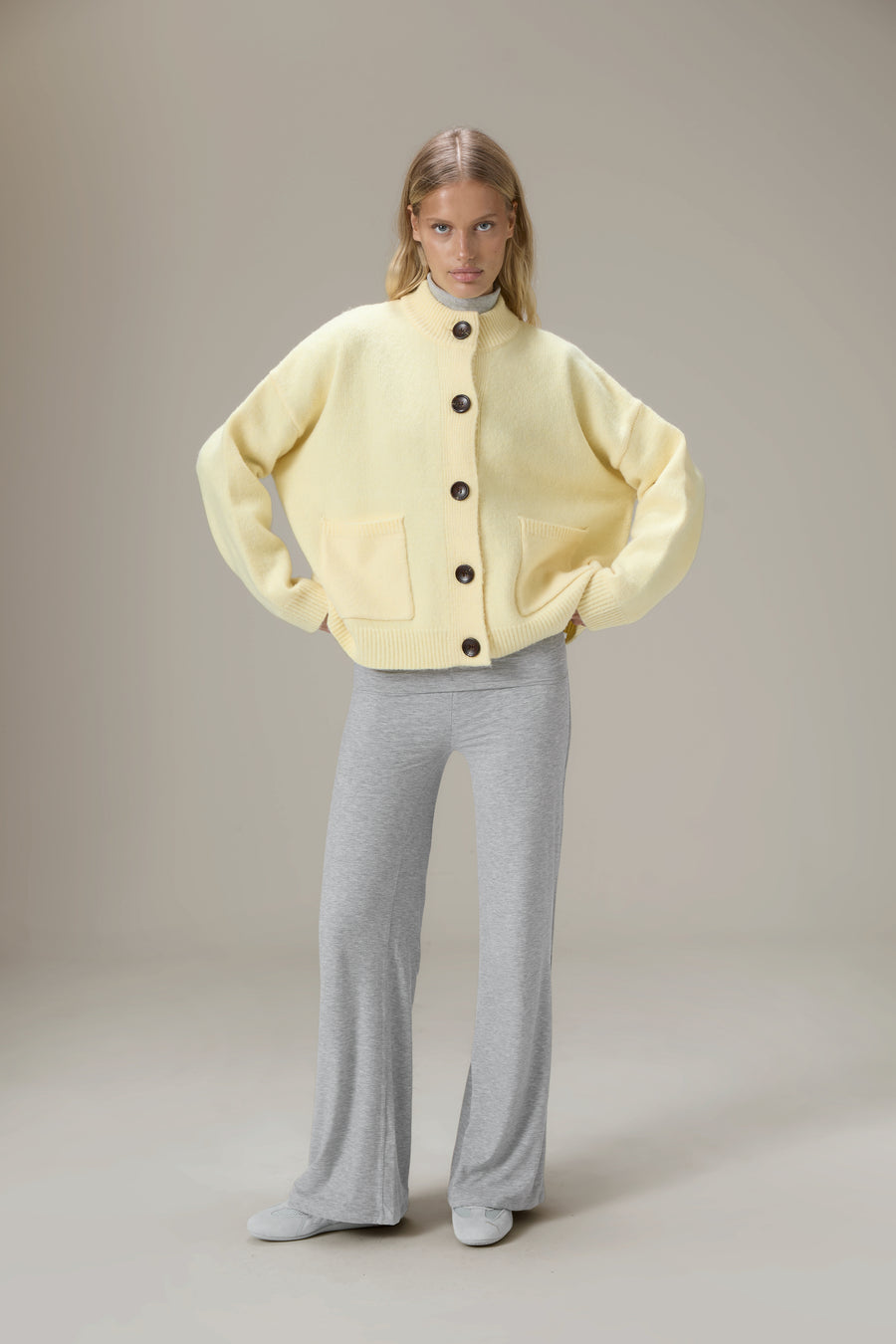 Eccles Button Cardigan in Butter Yellow