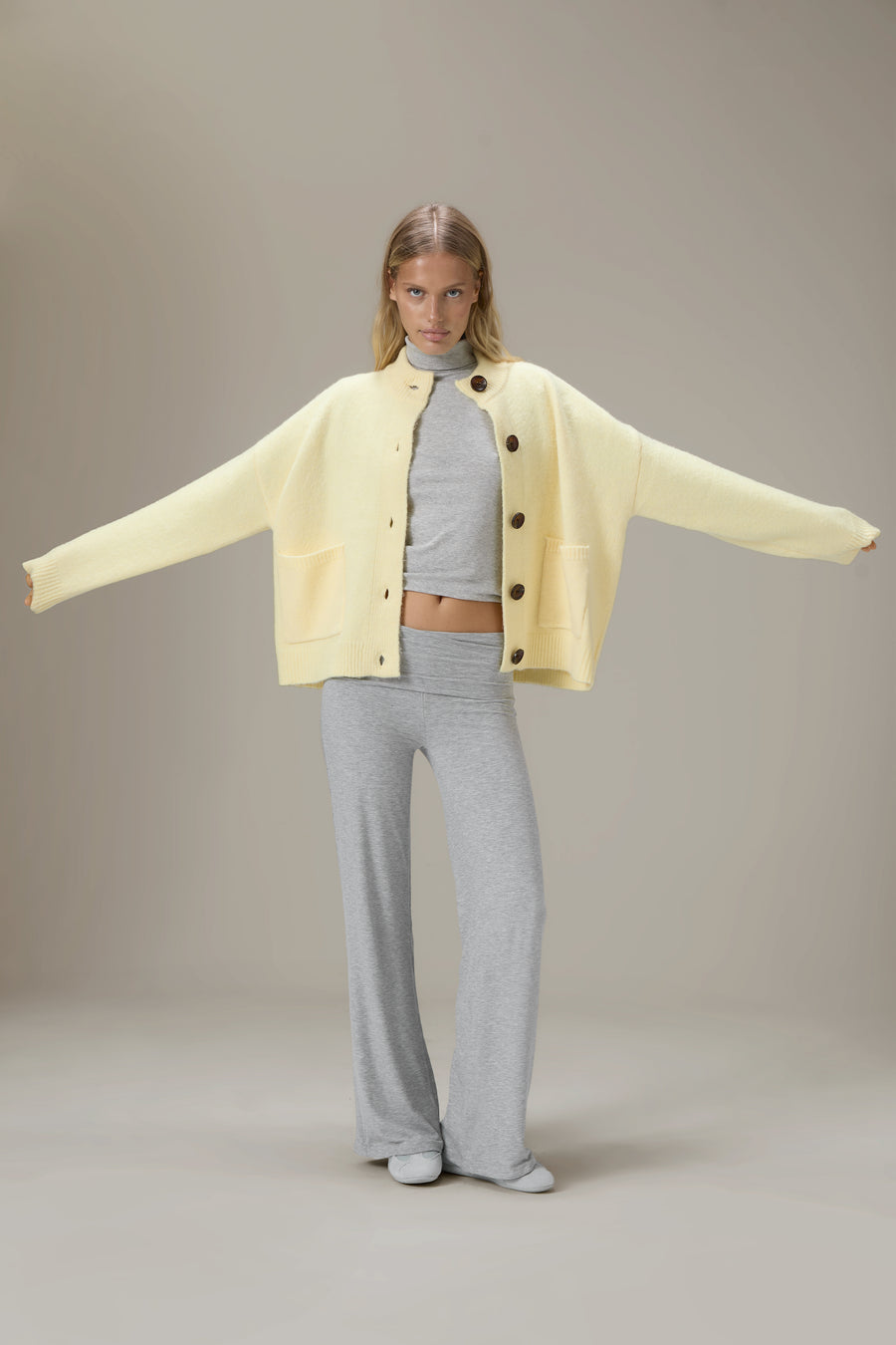 Eccles Button Cardigan in Butter Yellow
