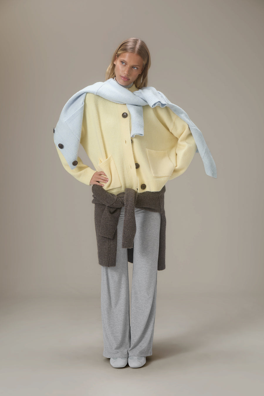 Eccles Button Cardigan in Butter Yellow