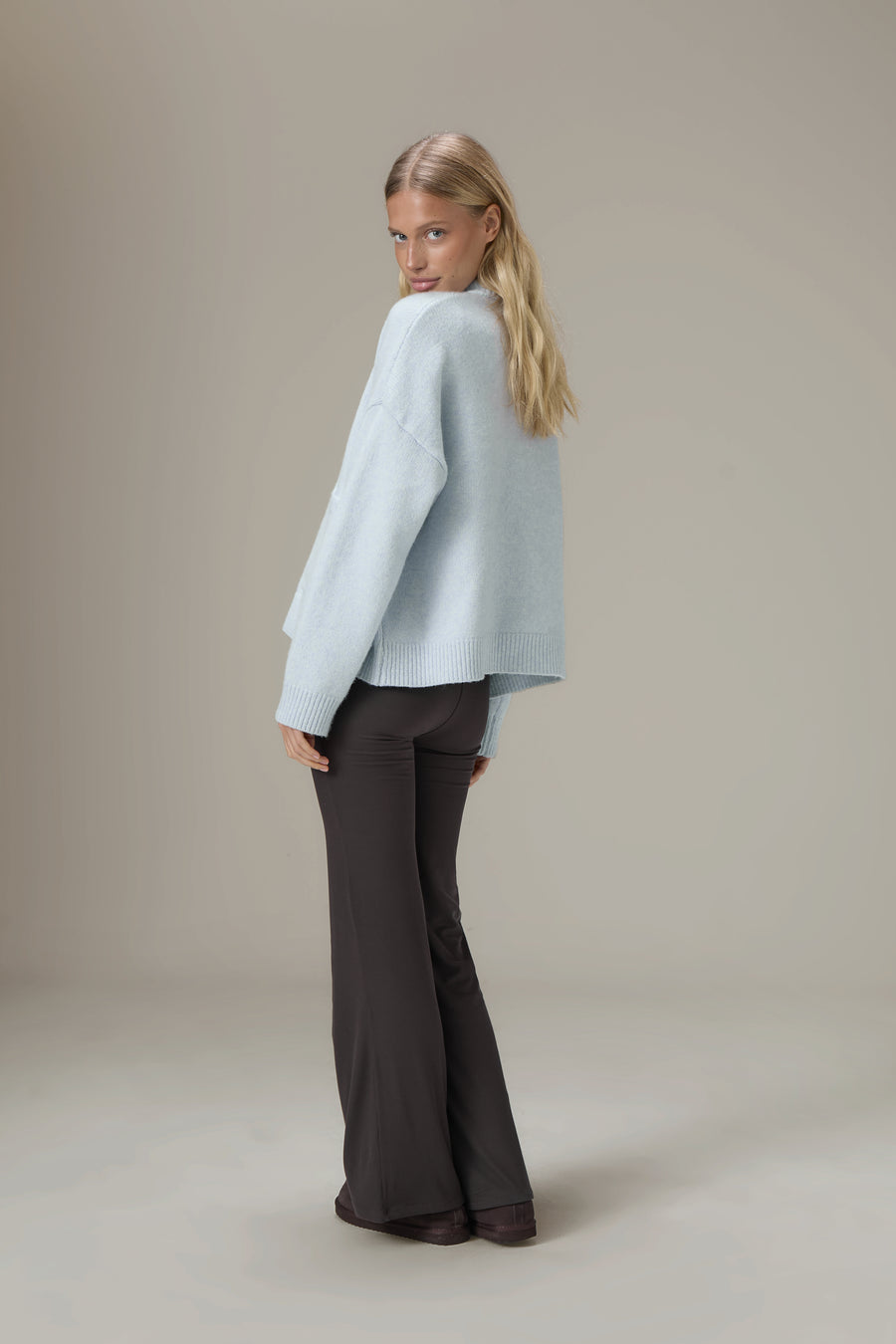 Eccles Button Cardigan in Powder Blue