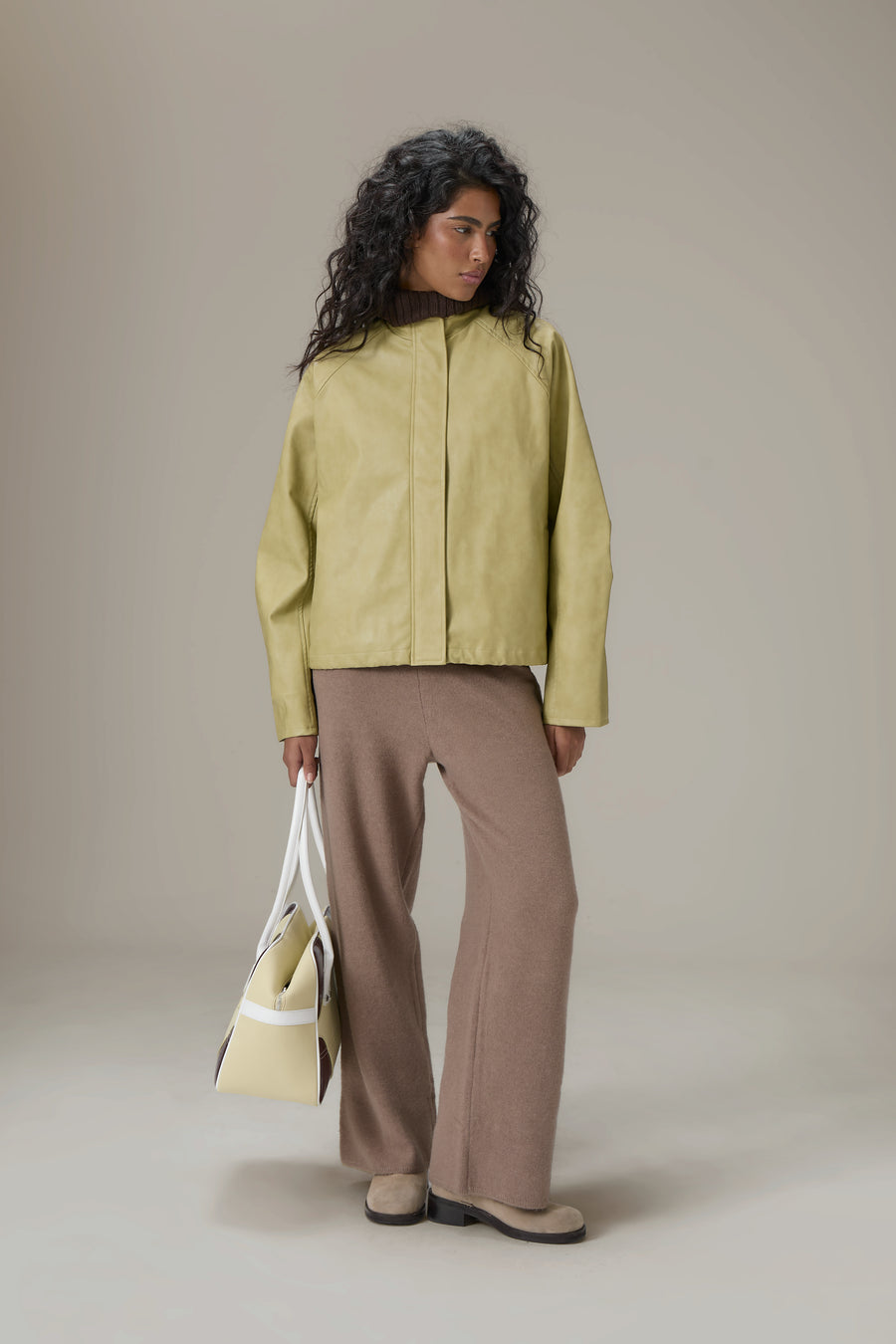 Bramley Faux Leather Jacket in Apple Green