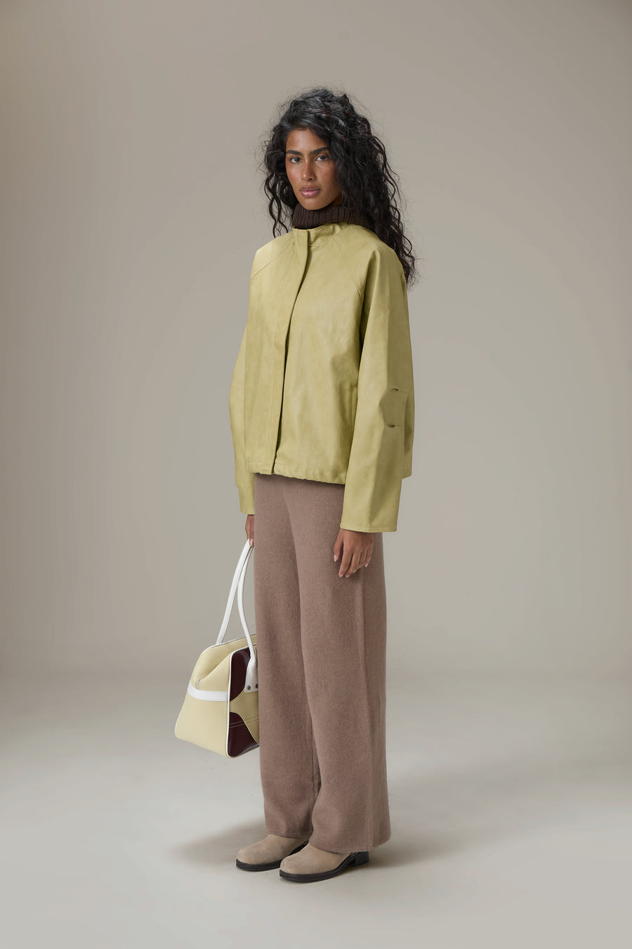 Bramley Faux Leather Jacket in Apple Green