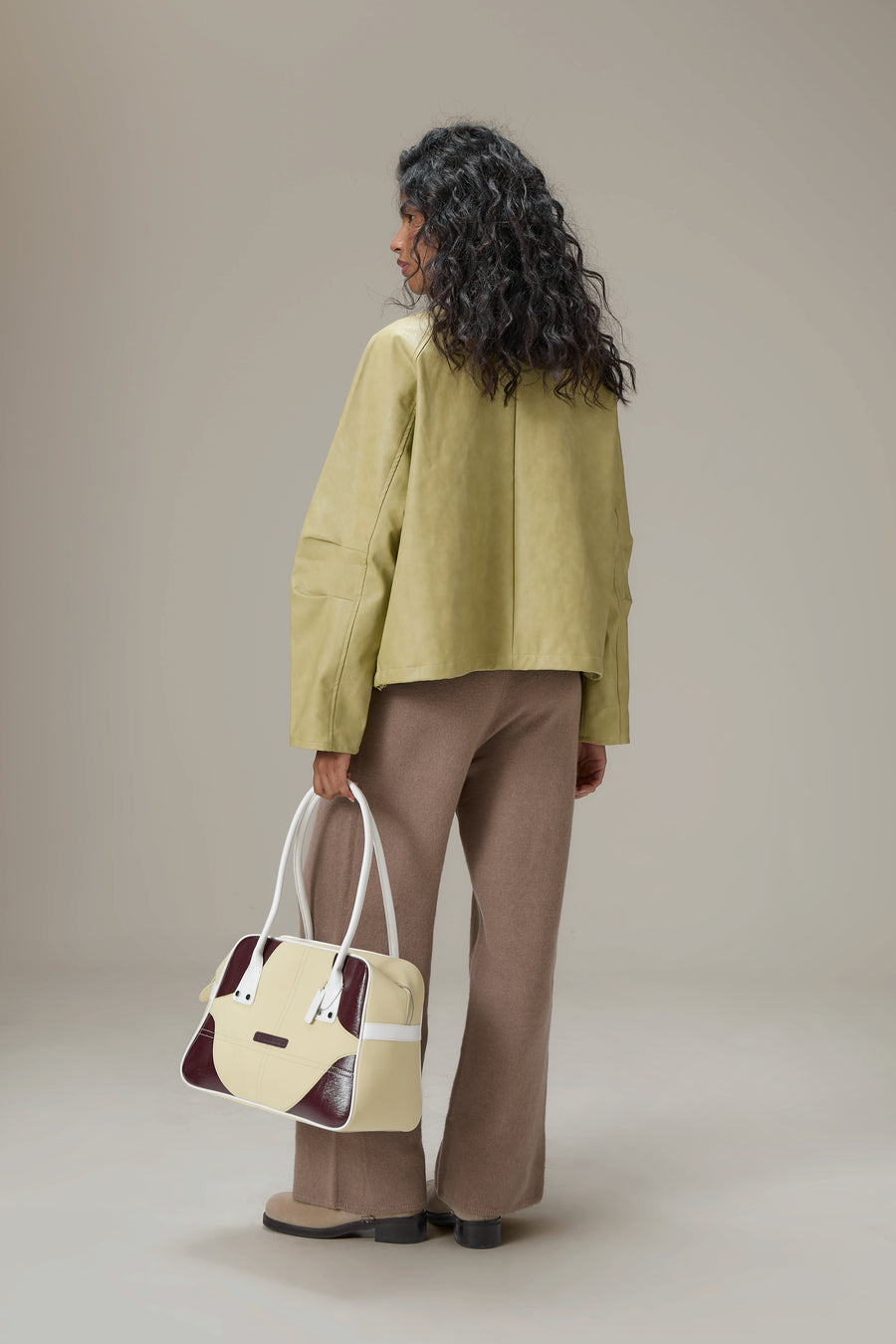 Bramley Faux Leather Jacket in Apple Green