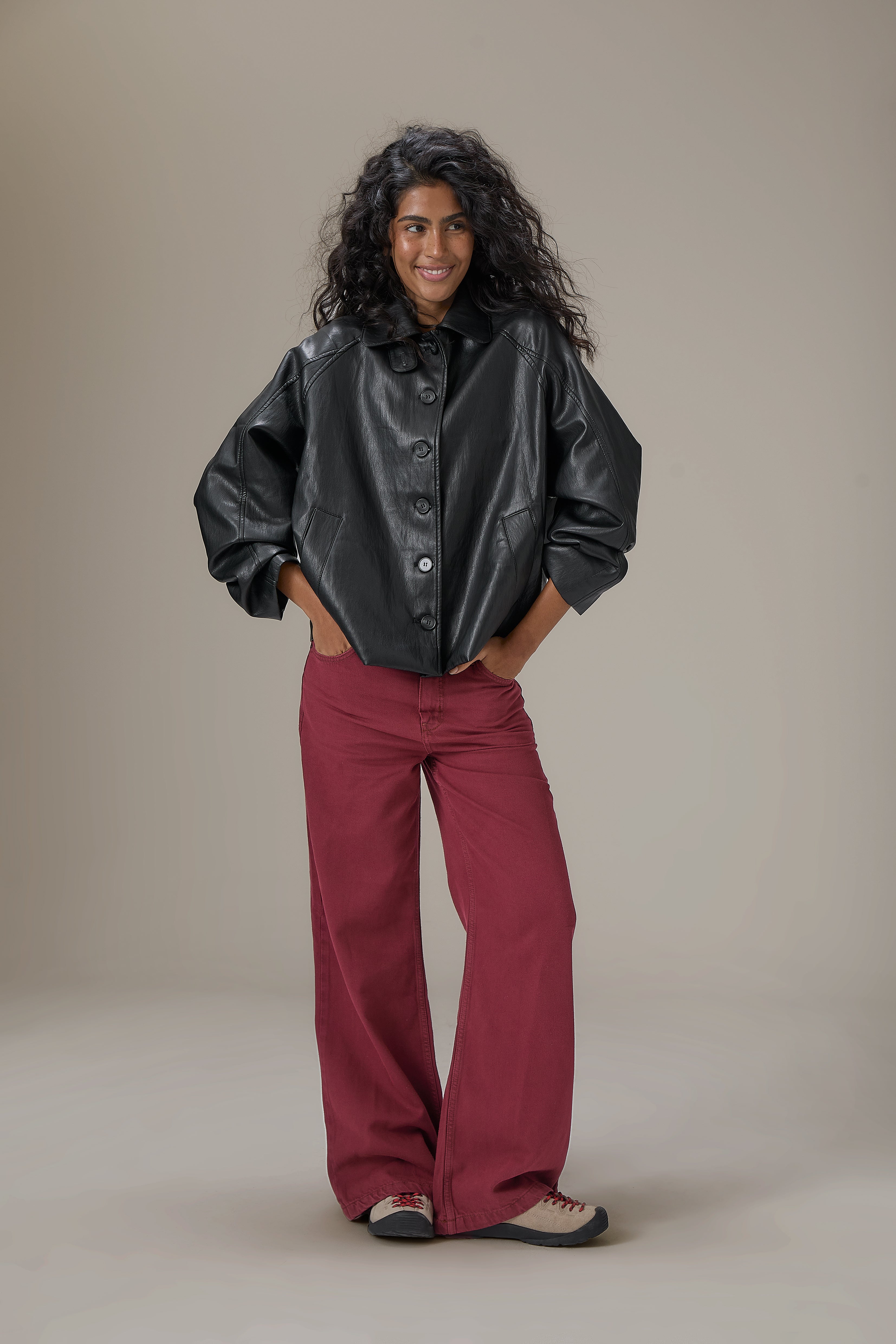 Hollies Classic Faux Leather Jacket in Black