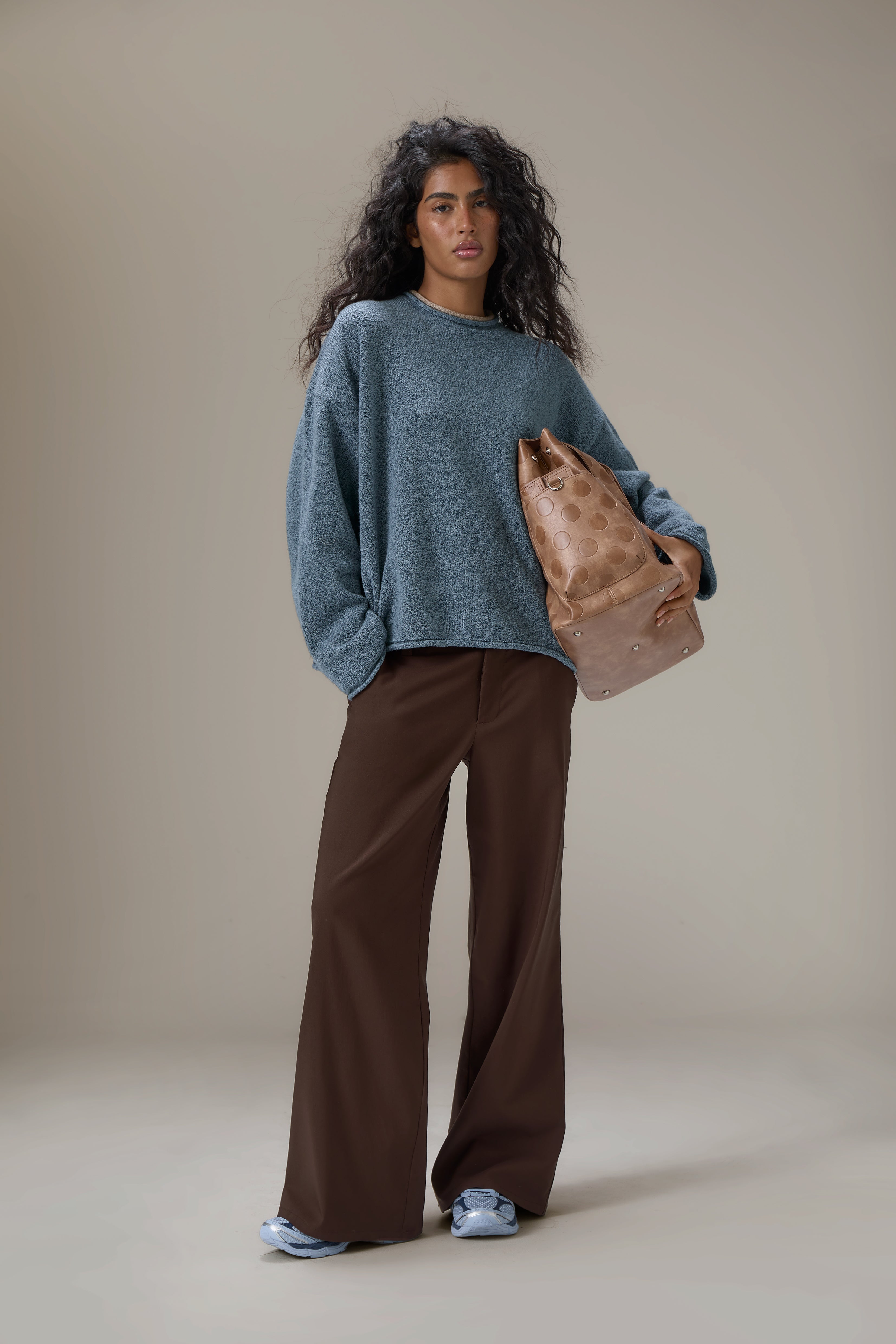 Parker Layered Knit Jumper in Blue