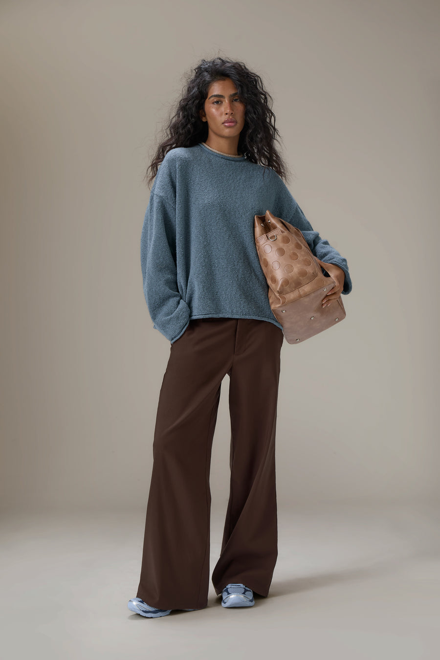 Parker Layered Knit Jumper in Blue