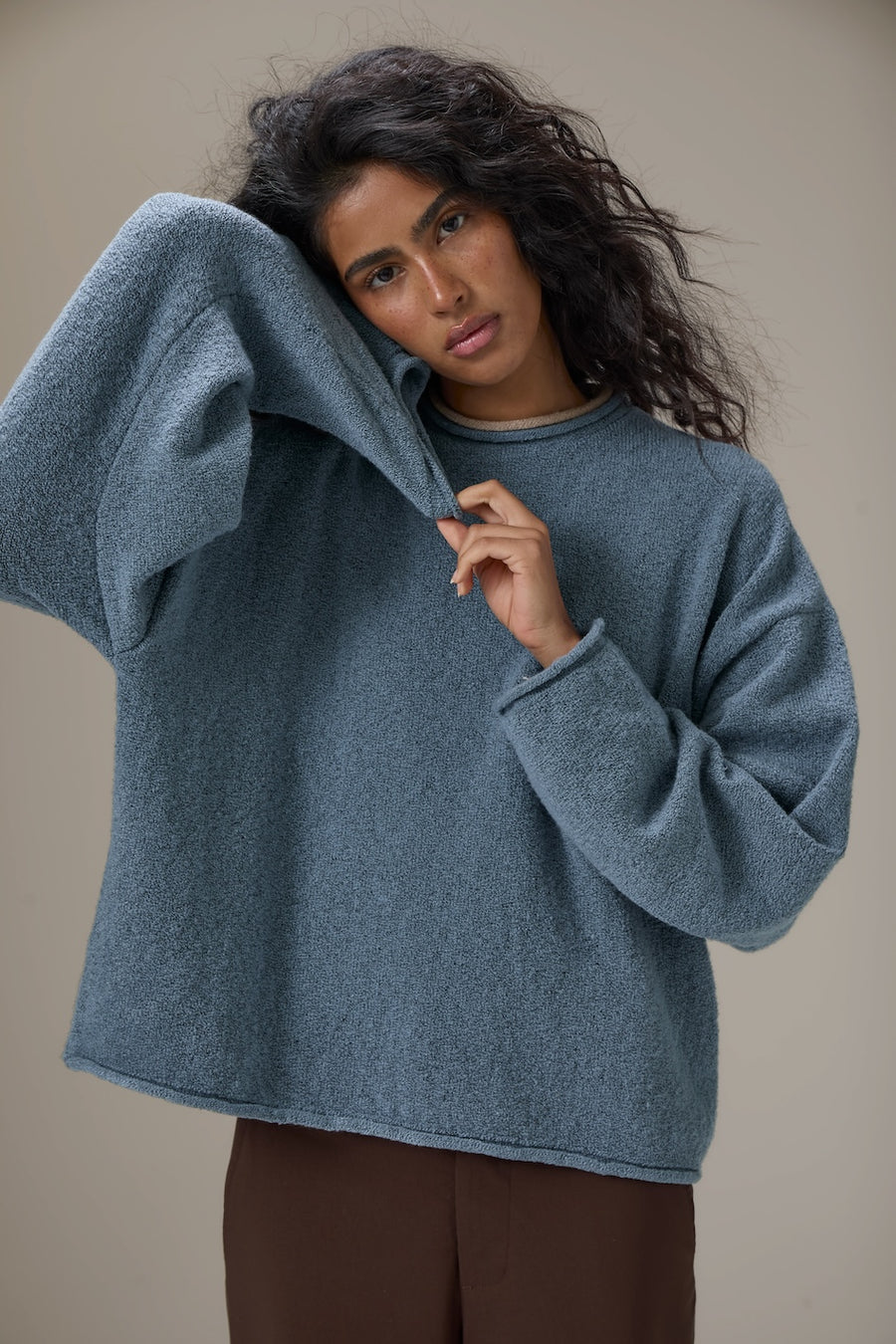 Parker Layered Knit Jumper in Blue