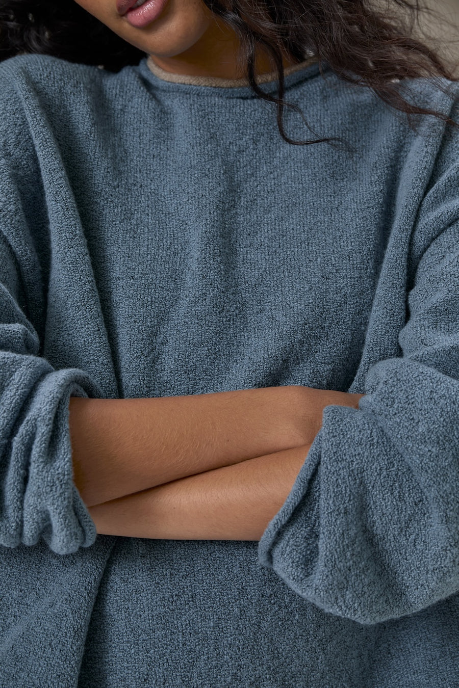 Parker Layered Knit Jumper in Blue