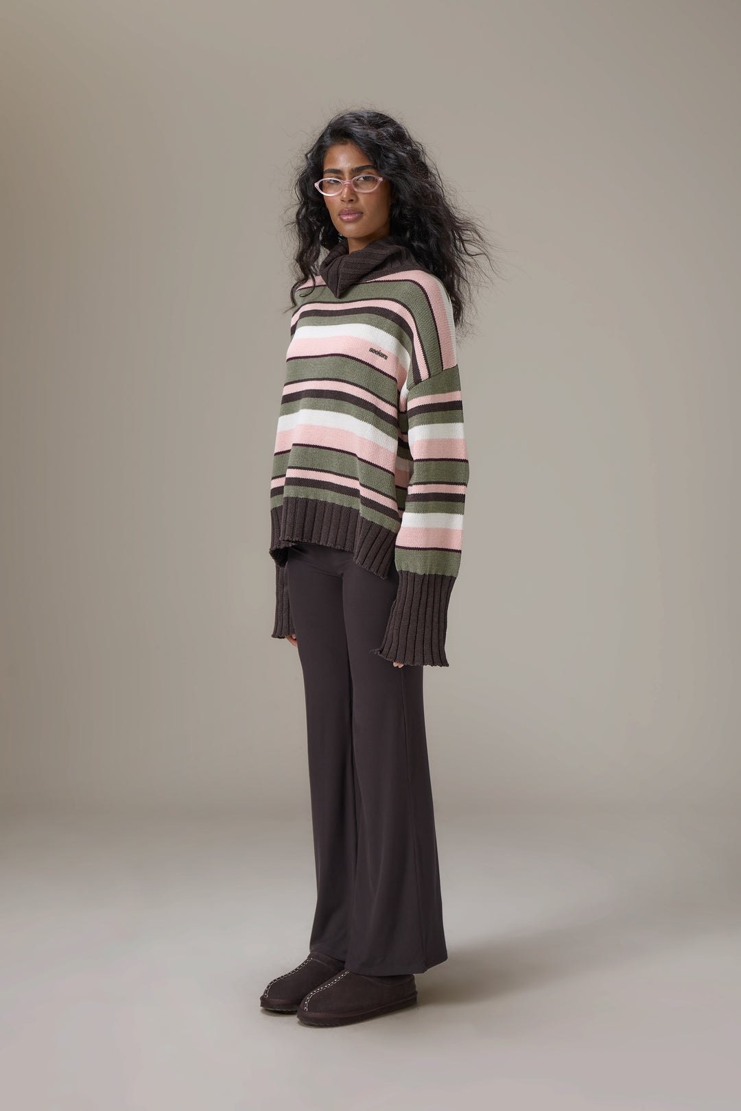 Chocolate Spring Roll Bella Stripe Roll Neck in Chocolate – Sisters and Seekers