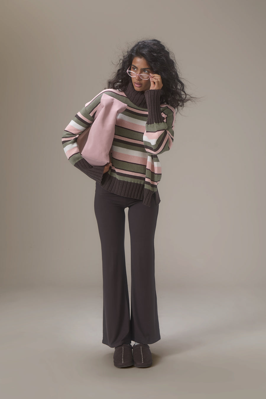 Chocolate Spring Roll Bella Stripe Roll Neck in Chocolate – Sisters and Seekers