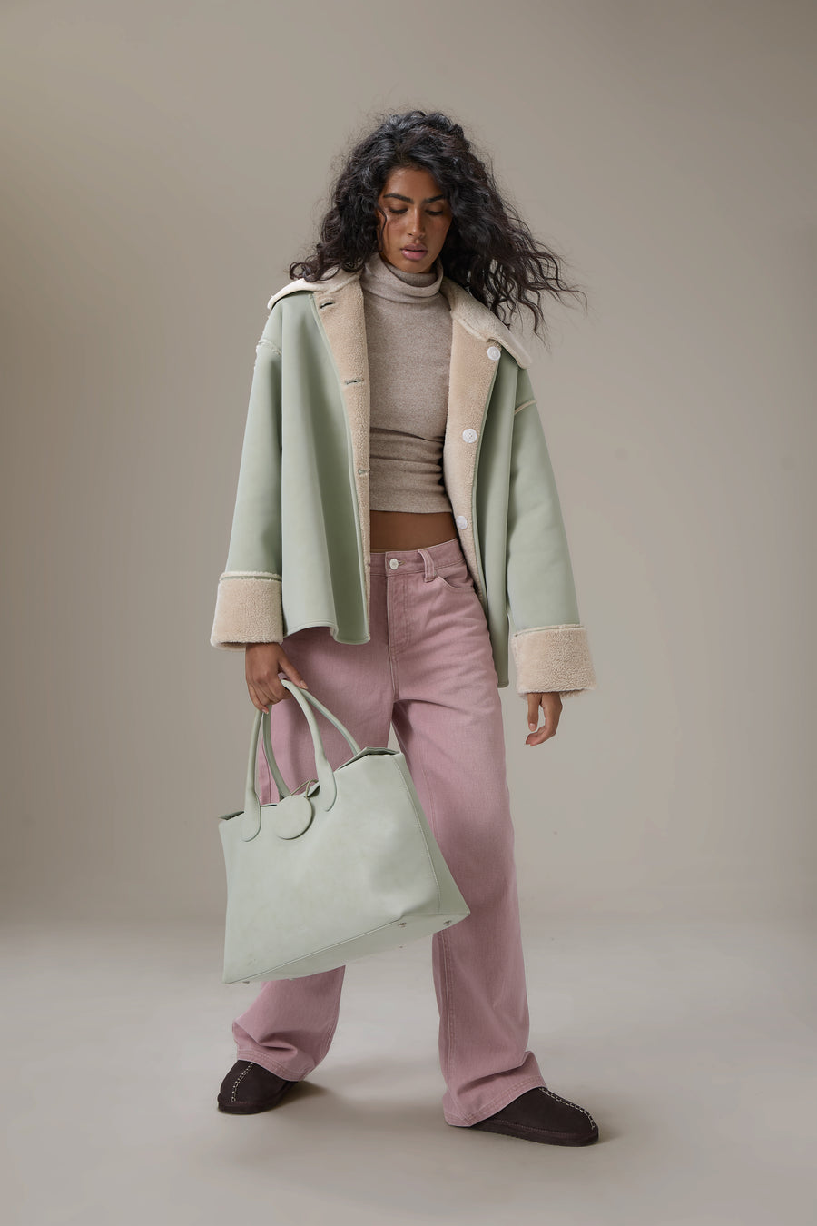 Mopsy Wide Leg Jeans in Washed Pink