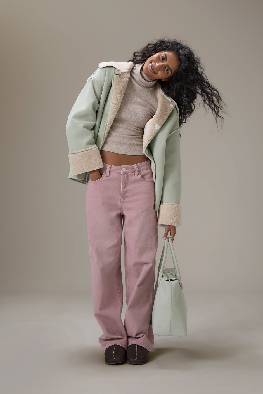 Mopsy Wide Leg Jeans in Washed Pink