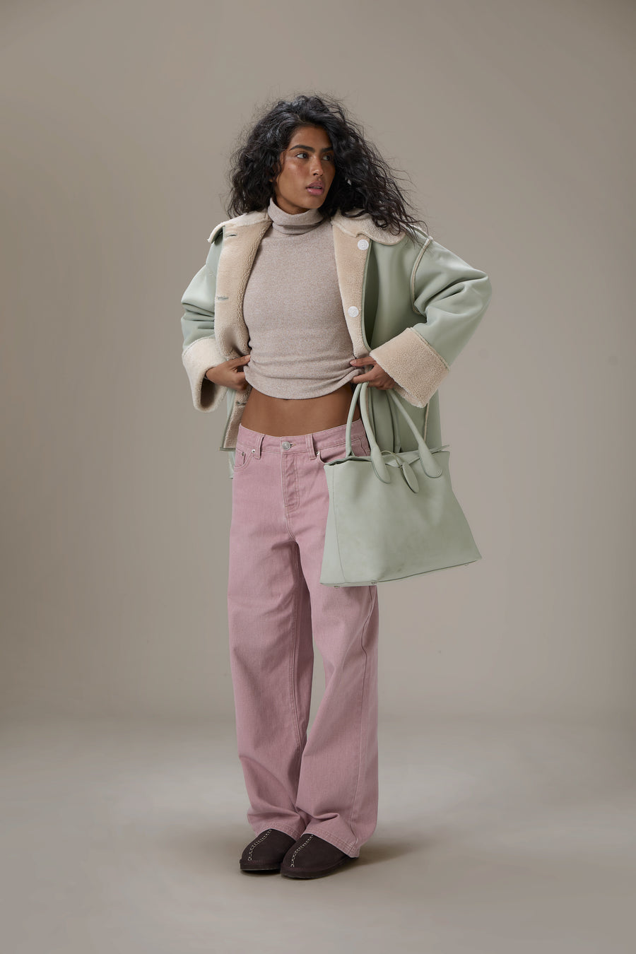 Mopsy Wide Leg Jeans in Washed Pink