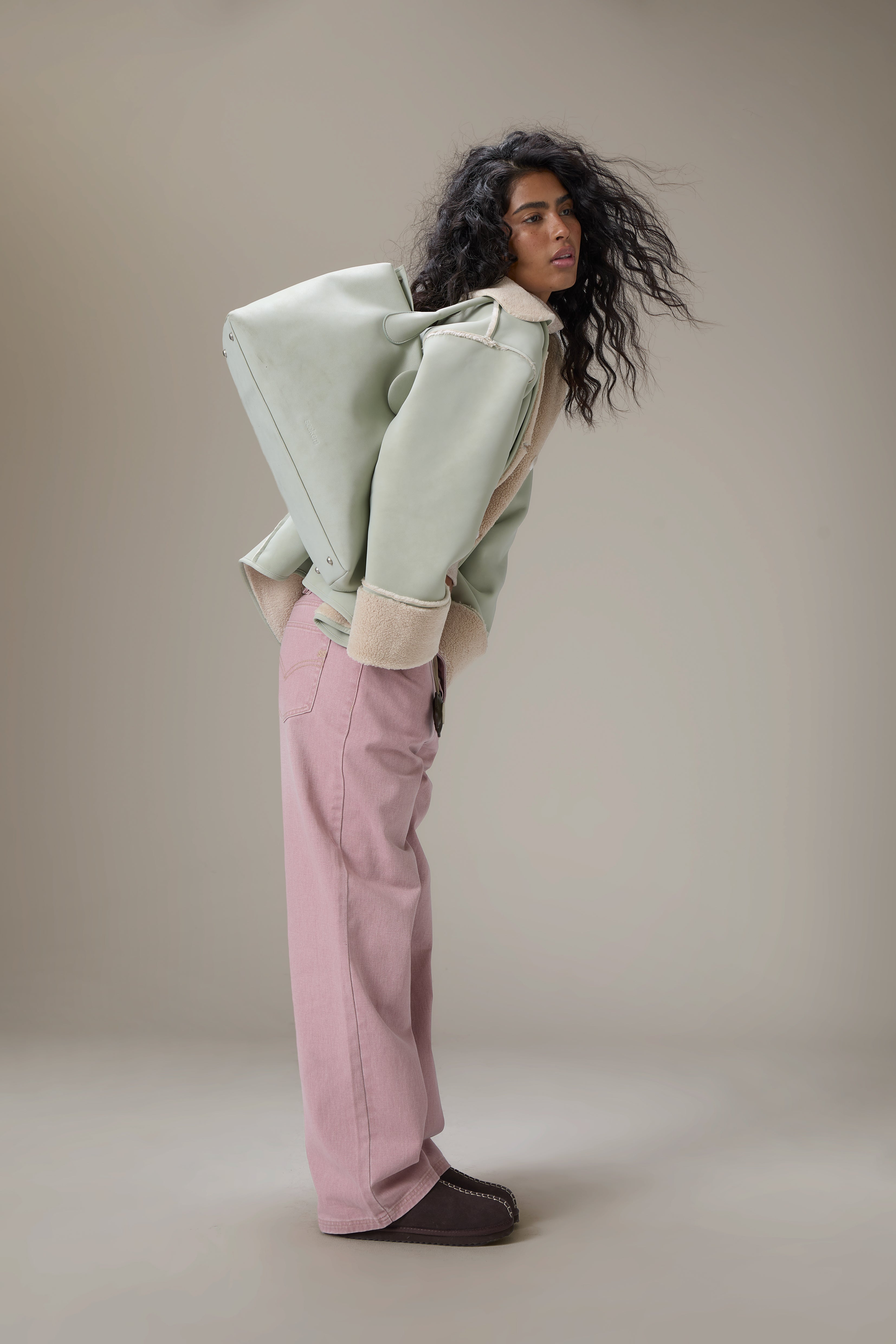 Mopsy Wide Leg Jeans in Washed Pink