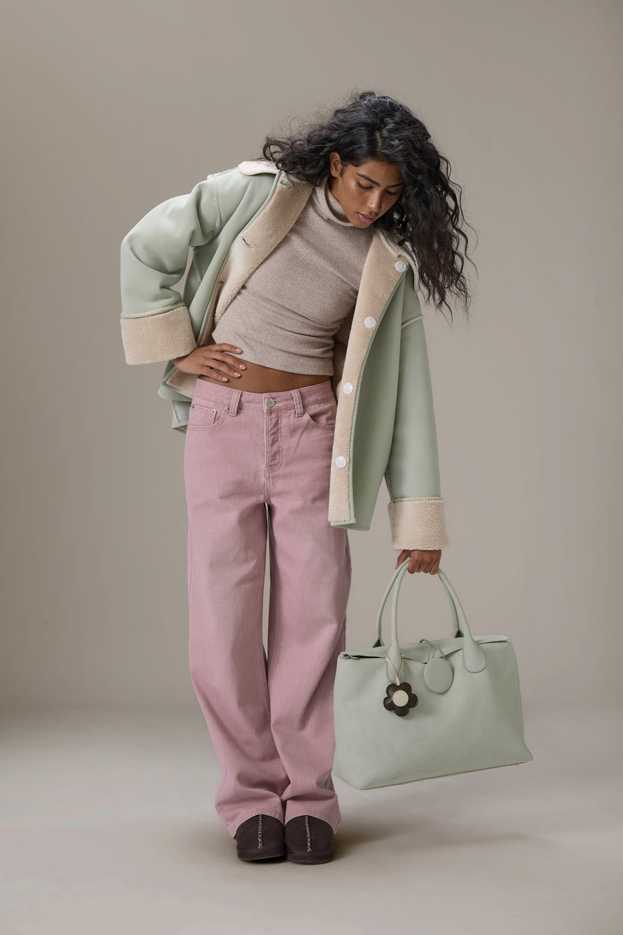 Mopsy Wide Leg Jeans in Washed Pink