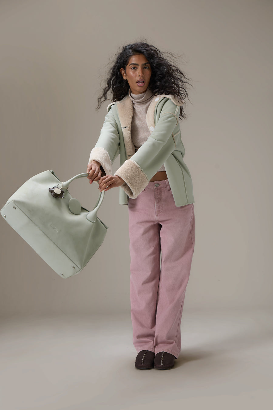 Tully Button Carryall Bag in Mint Foam