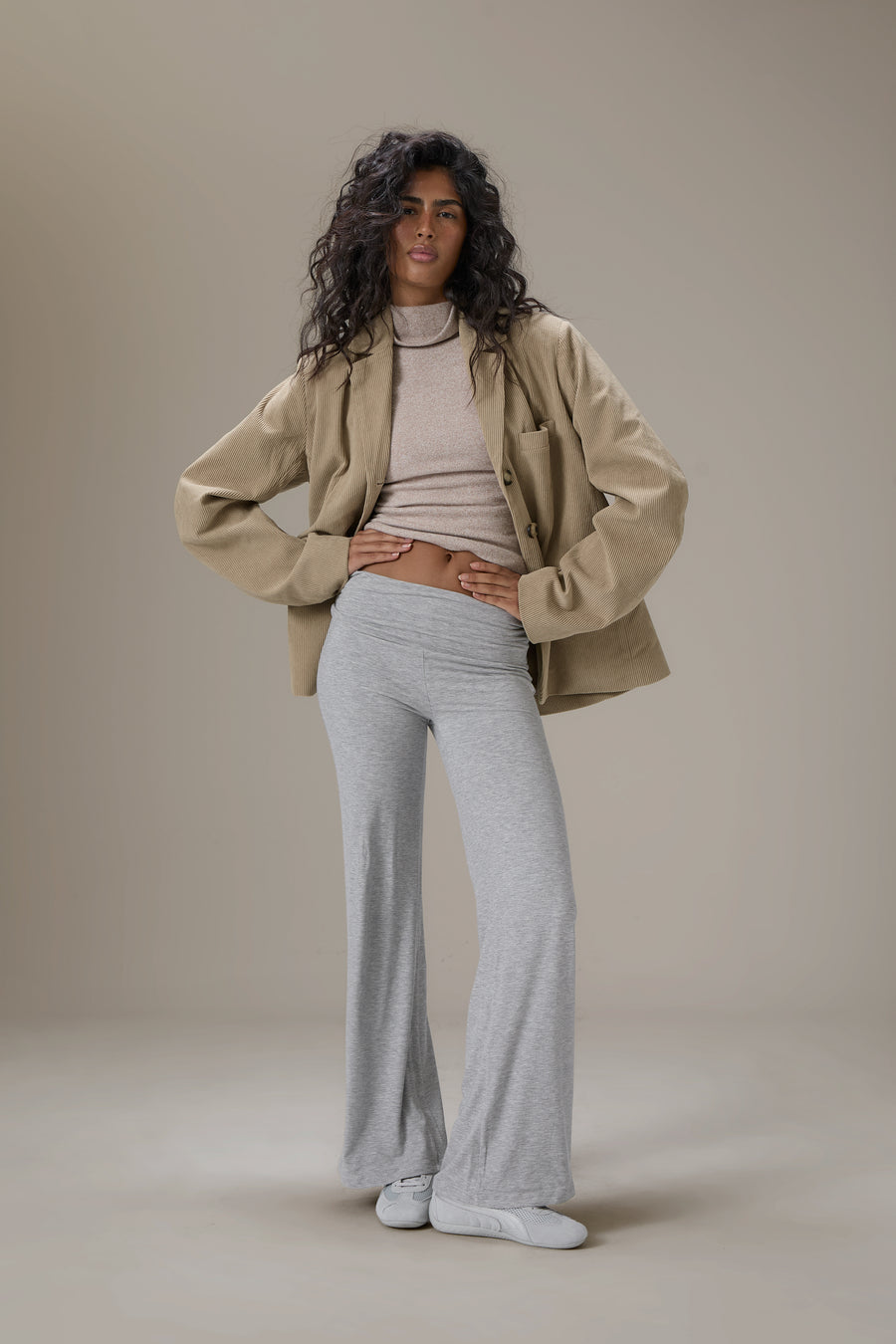 Malt Oversized Cord Blazer in Classic Beige