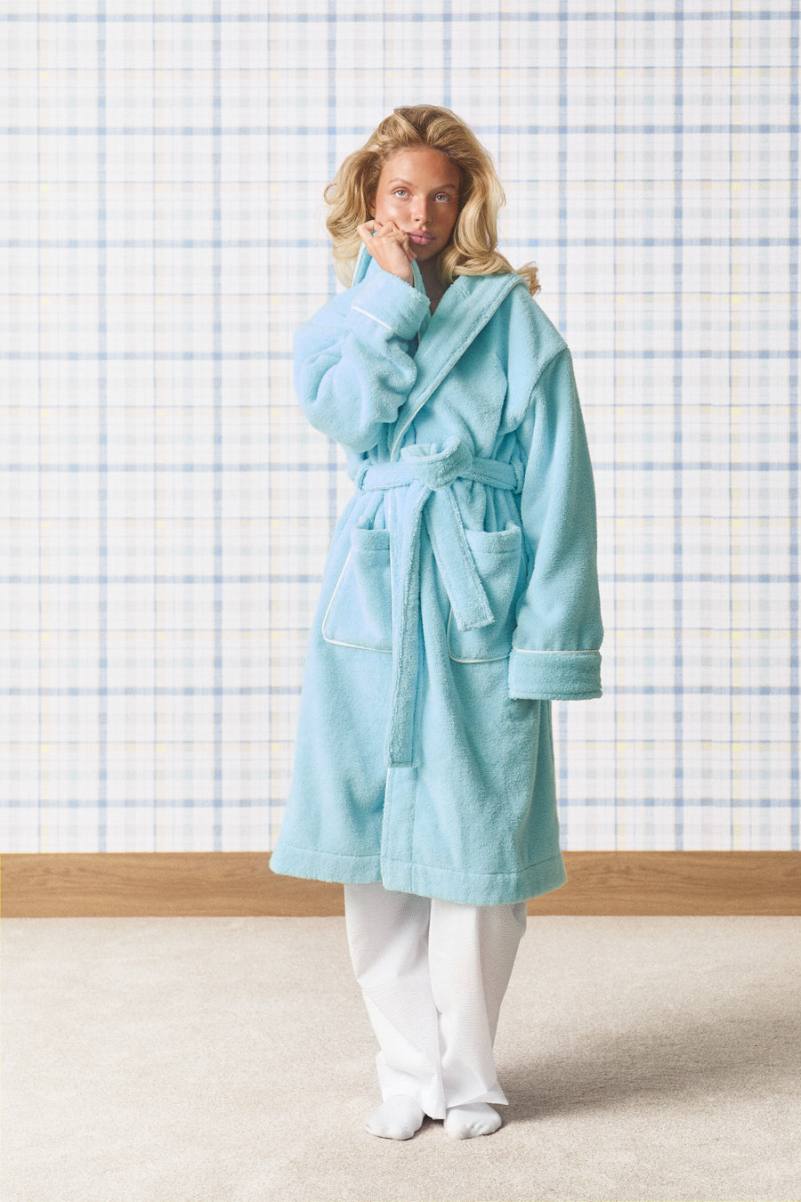 Seekers Cotton Bathrobe in Aqua