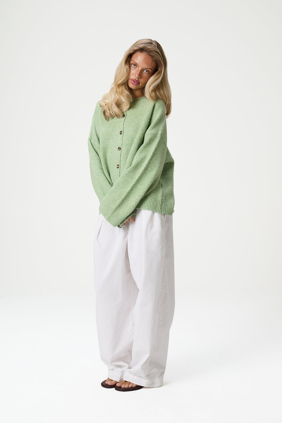 Jones Cardigan in Apple Green