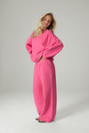 Seekie Brushed Wide Leg Sweatpants in Hot Pink