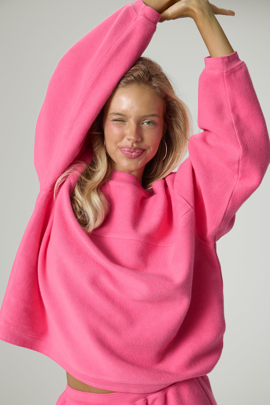 Seekie Brushed Sweatshirt in Hot Pink