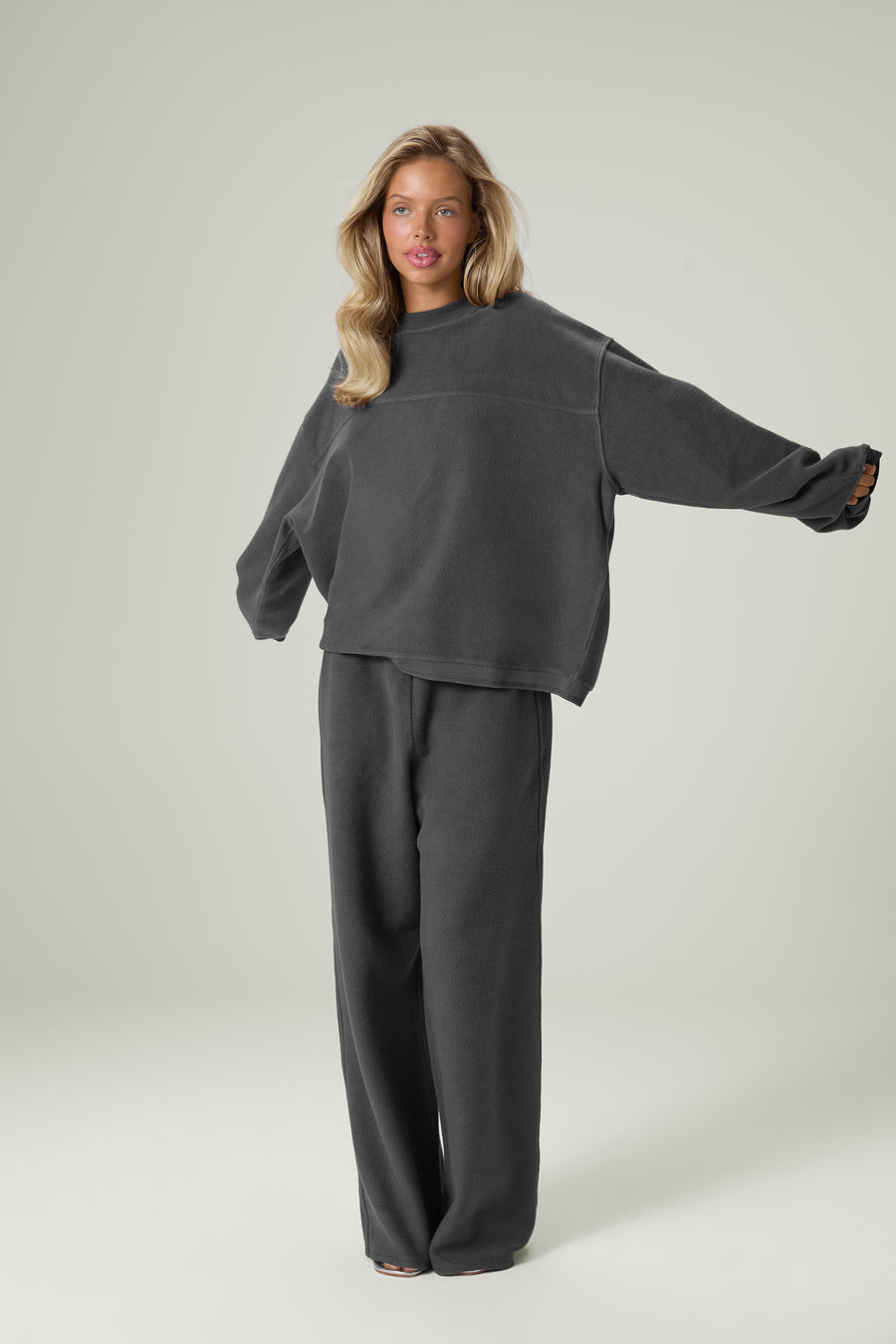 Seekie Brushed Wide Leg Sweatpants in Charcoal