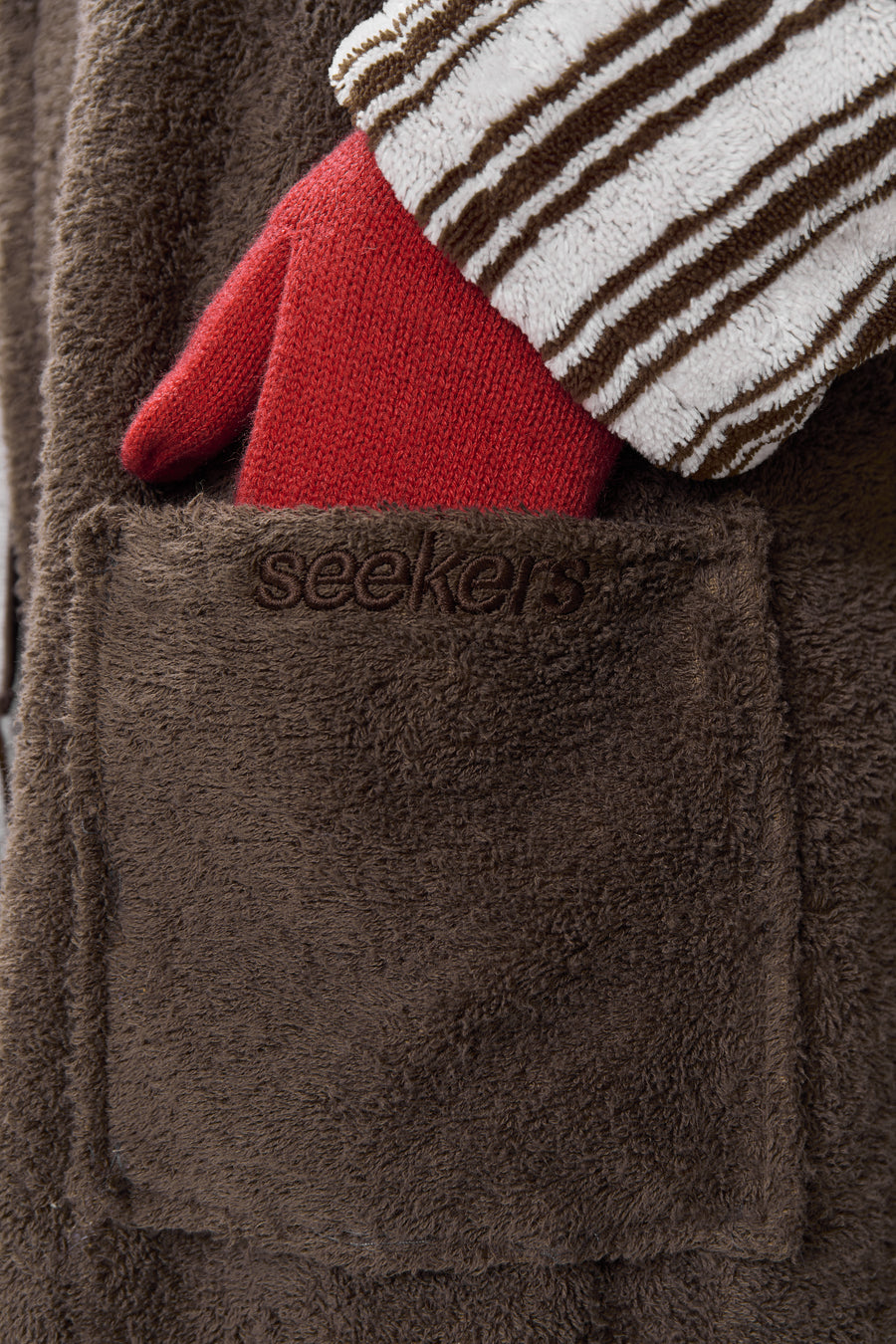 Seekers Sleepwear Reversible House Robe in Brown Stripe