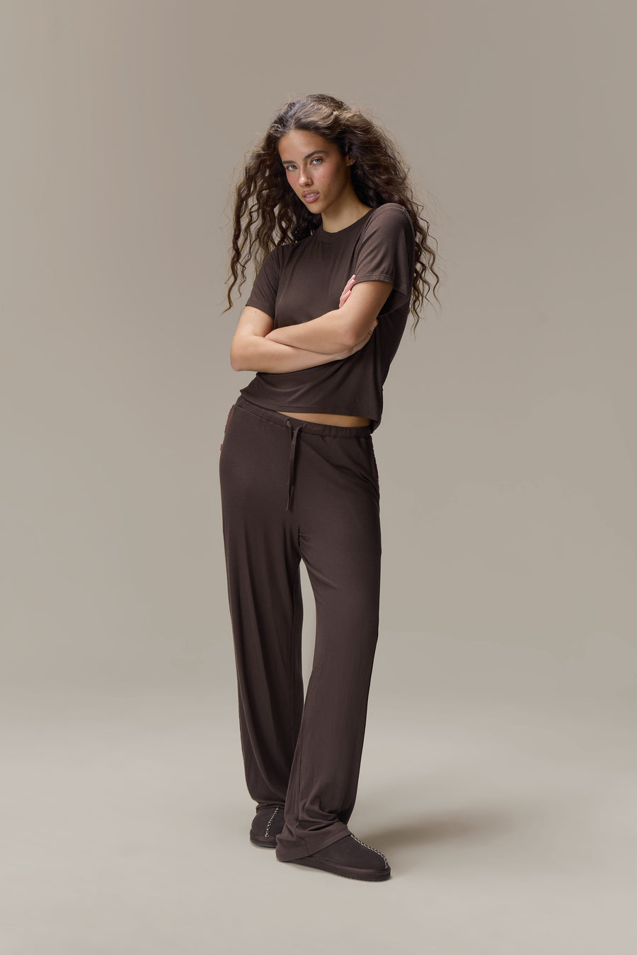 Seekers Sleepwear Modal Jersey Pants in Brown