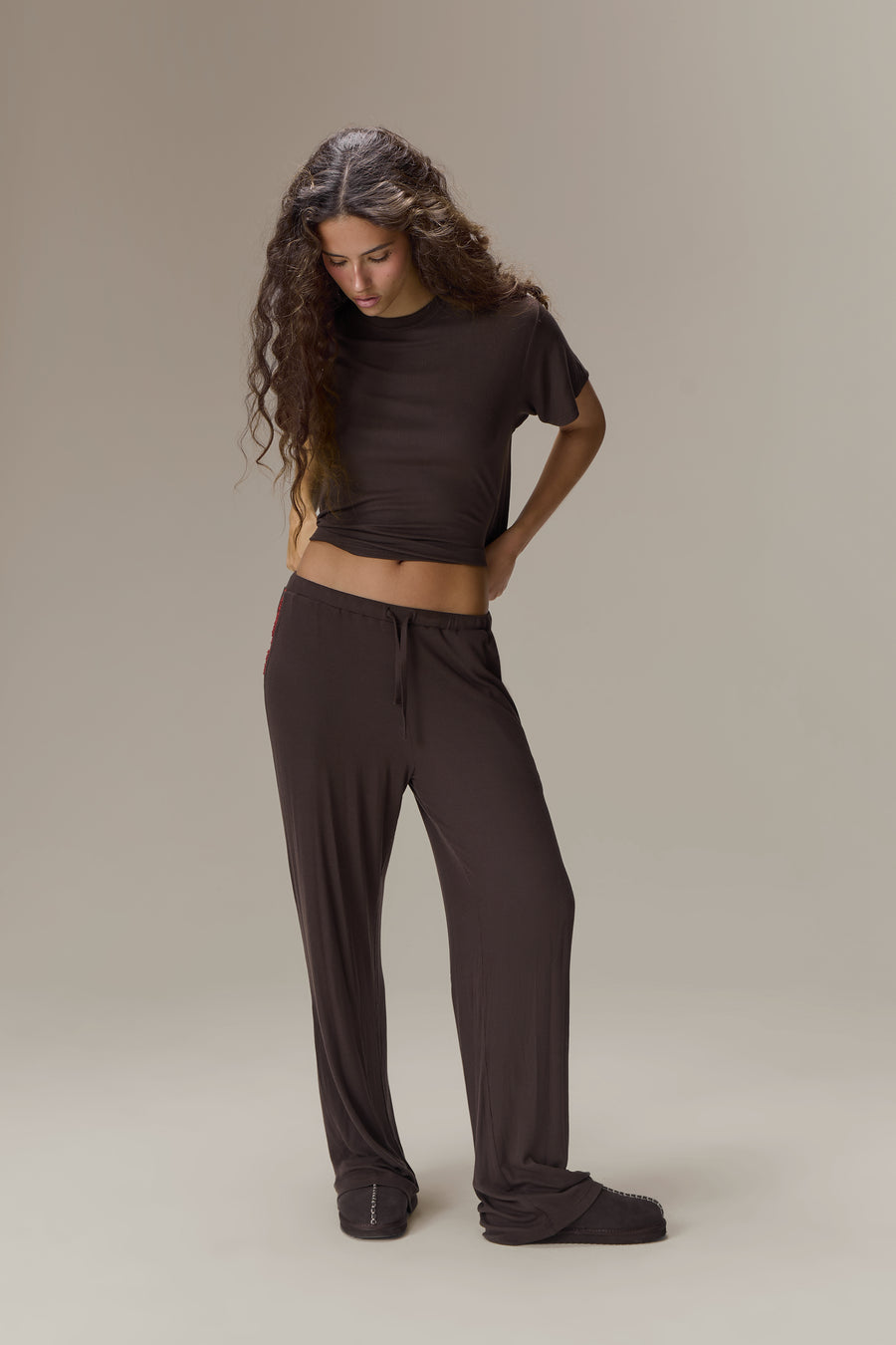 Seekers Sleepwear Modal Jersey Tee in Brown