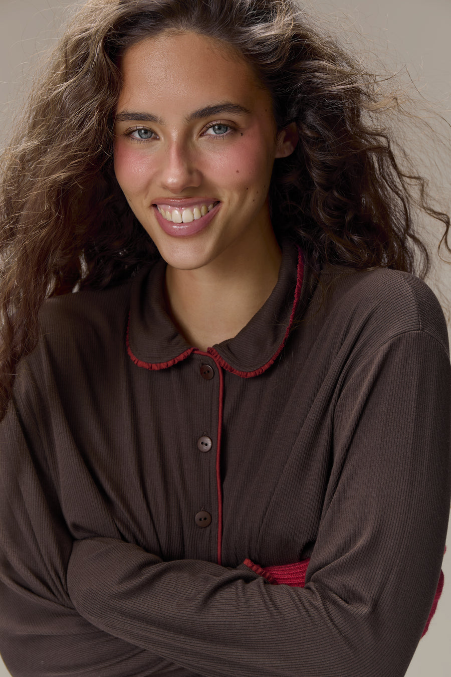 Seekers Sleepwear Modal Jersey Shirt in Brown