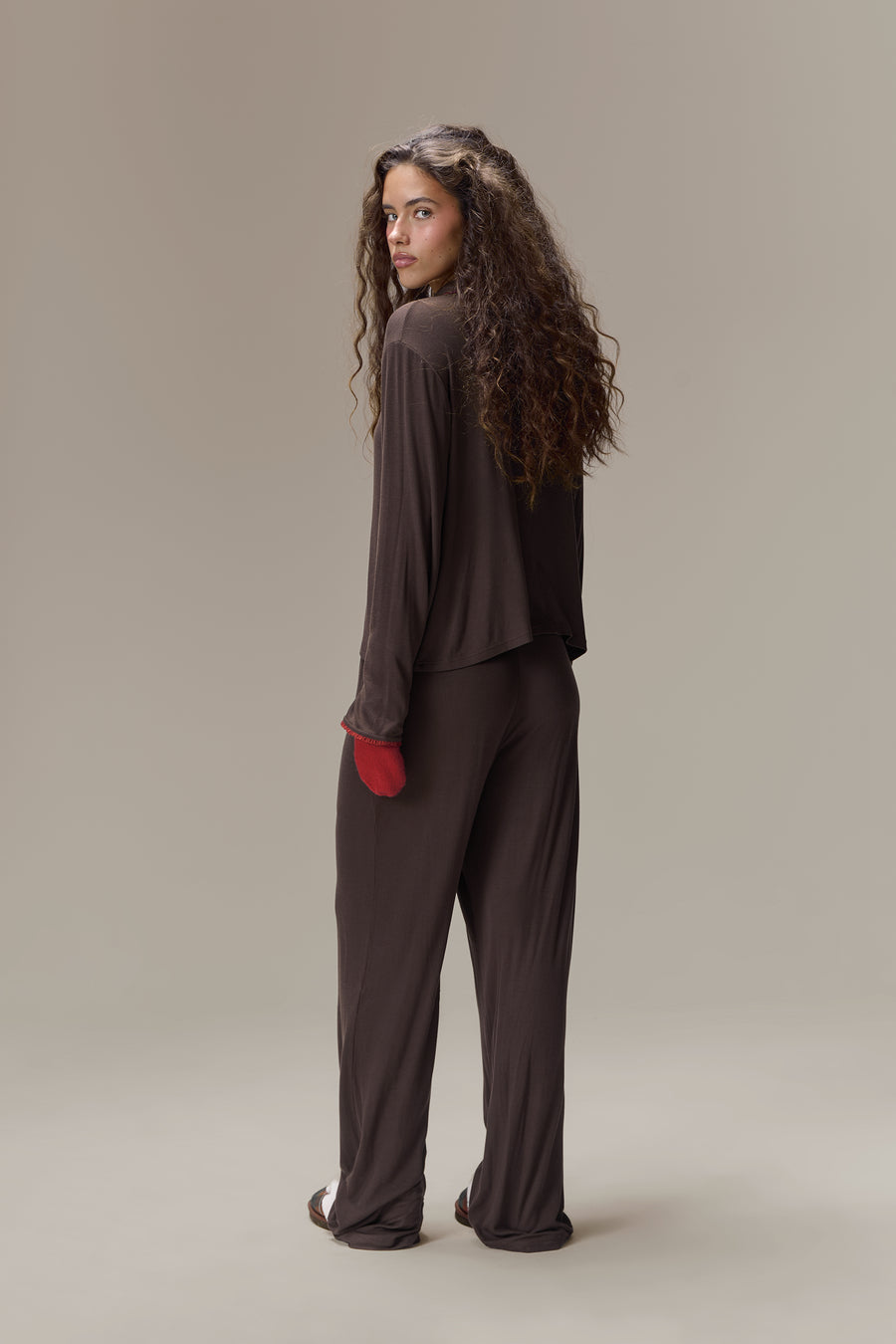 Seekers Sleepwear Modal Jersey Shirt in Brown
