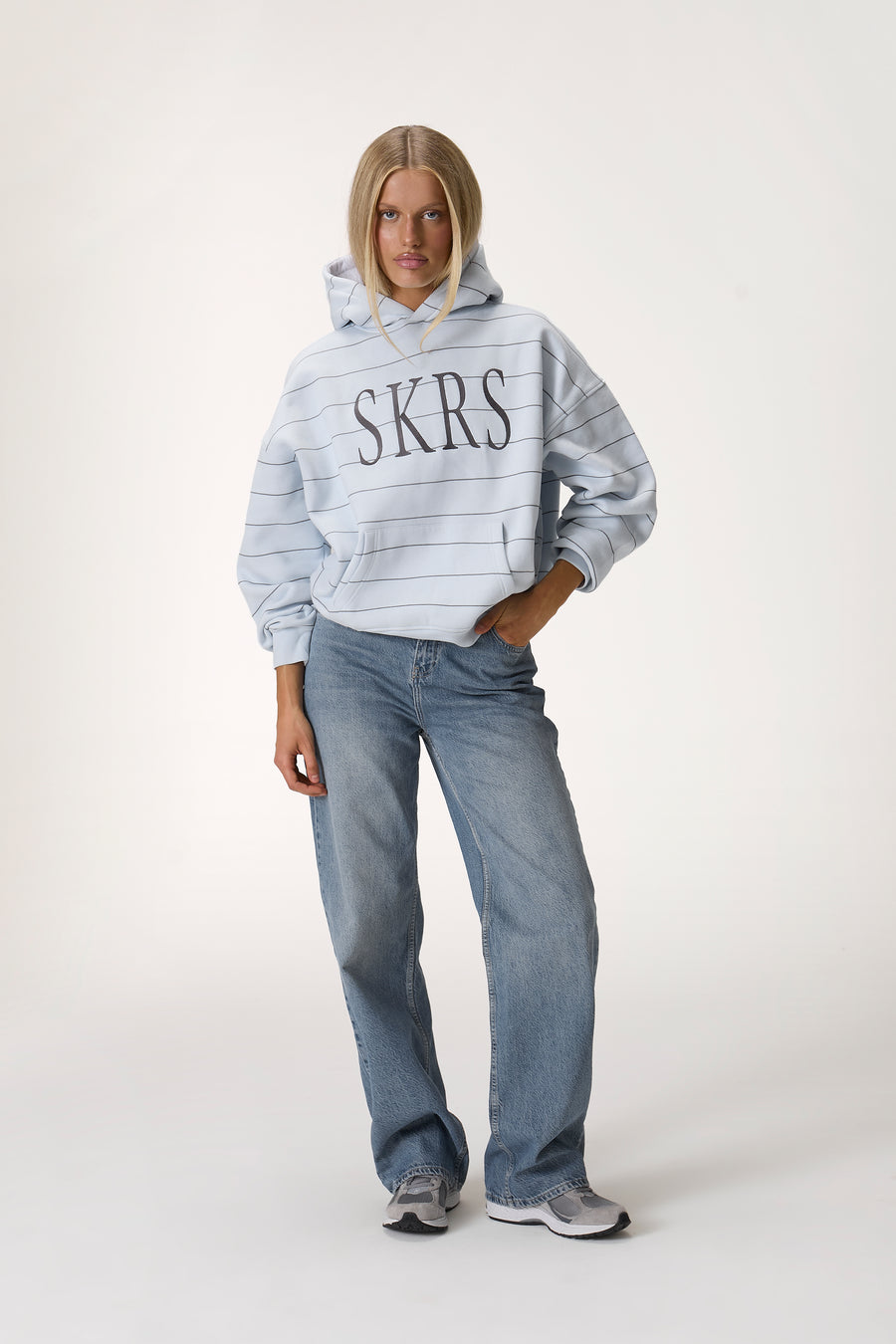 Fleet Stripe Logo Hoodie in Light Blue