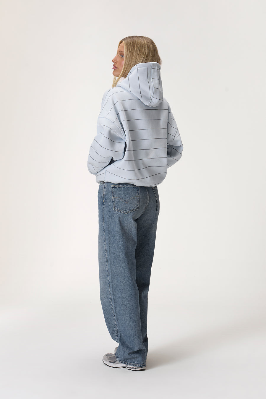 Fleet Stripe Logo Hoodie in Light Blue